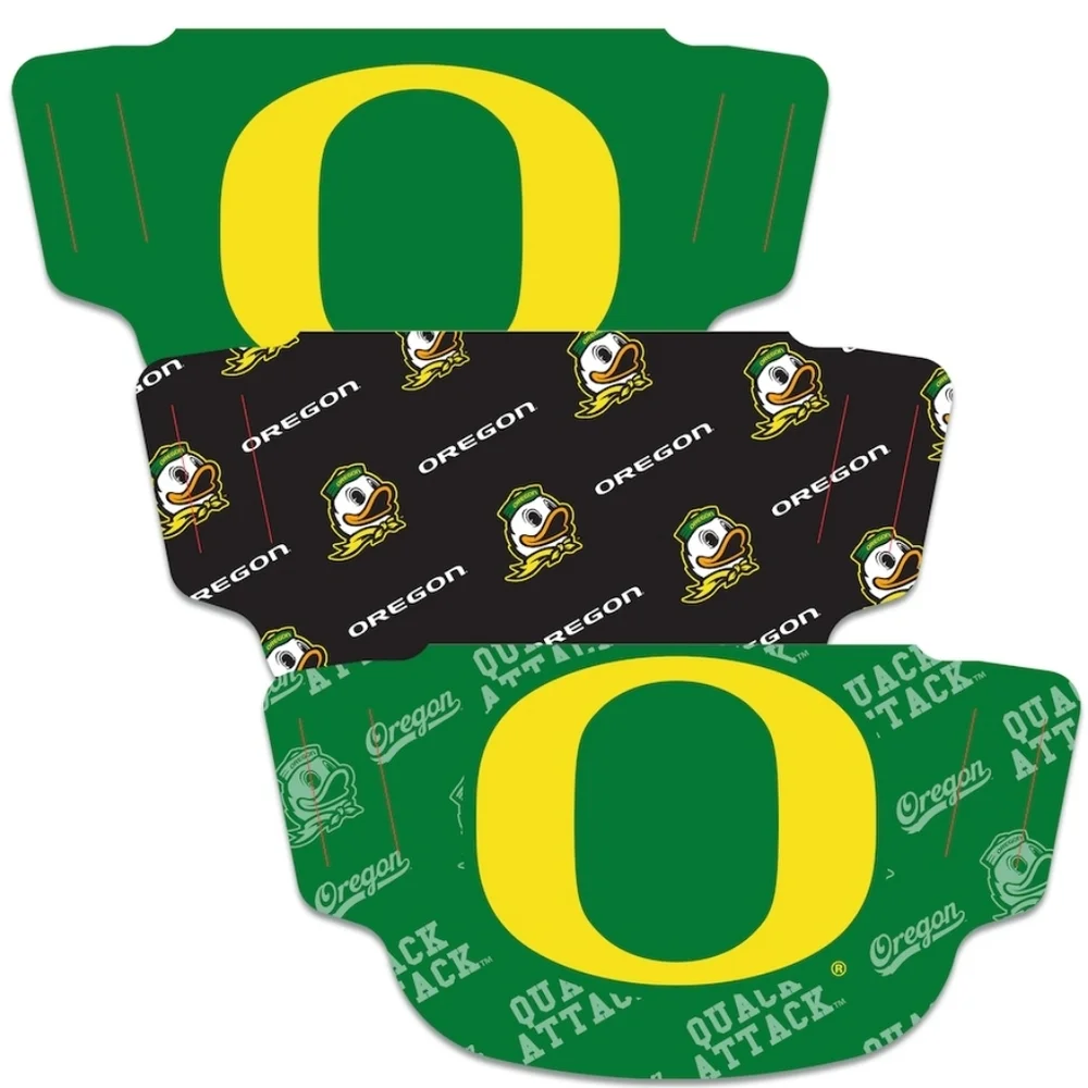 3 Pack Oregon Ducks Mask New and Sealed by Wincraft Adult OSFA Face Covering